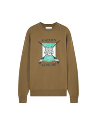 Printed long-sleeved sweatshirt - Khaki