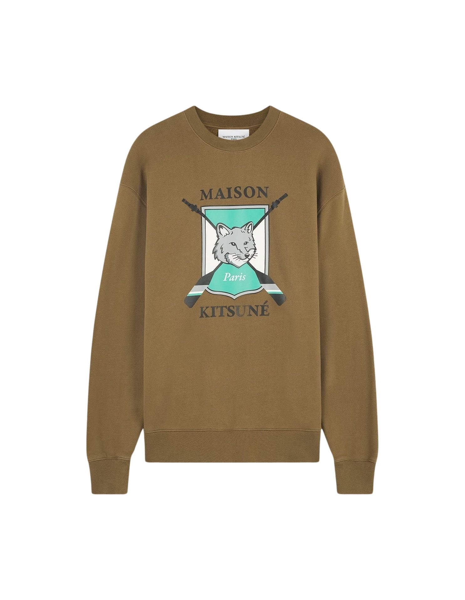 Printed long-sleeved sweatshirt - Khaki