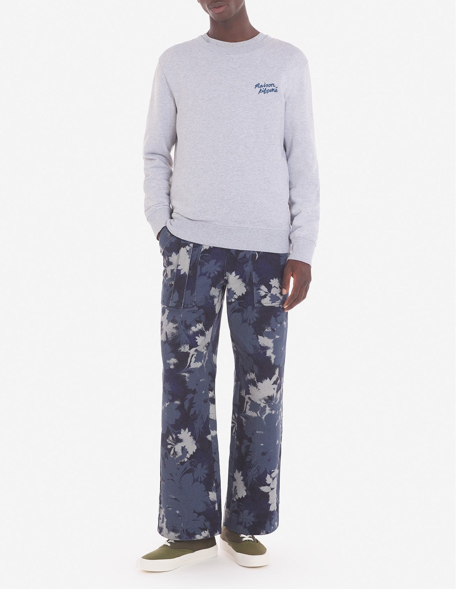 Sweatshirt à col rond avec broderie - Light Grey Melange