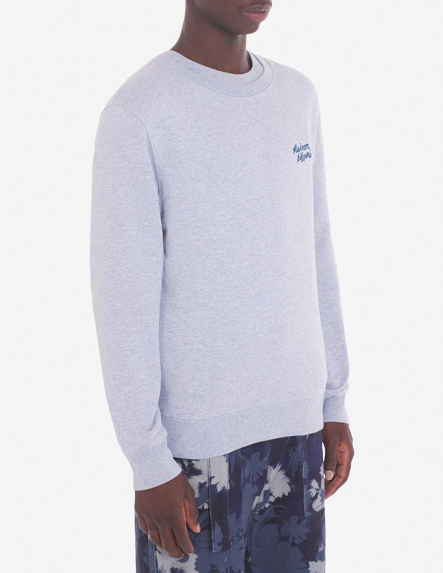 Sweatshirt à col rond avec broderie - Light Grey Melange
