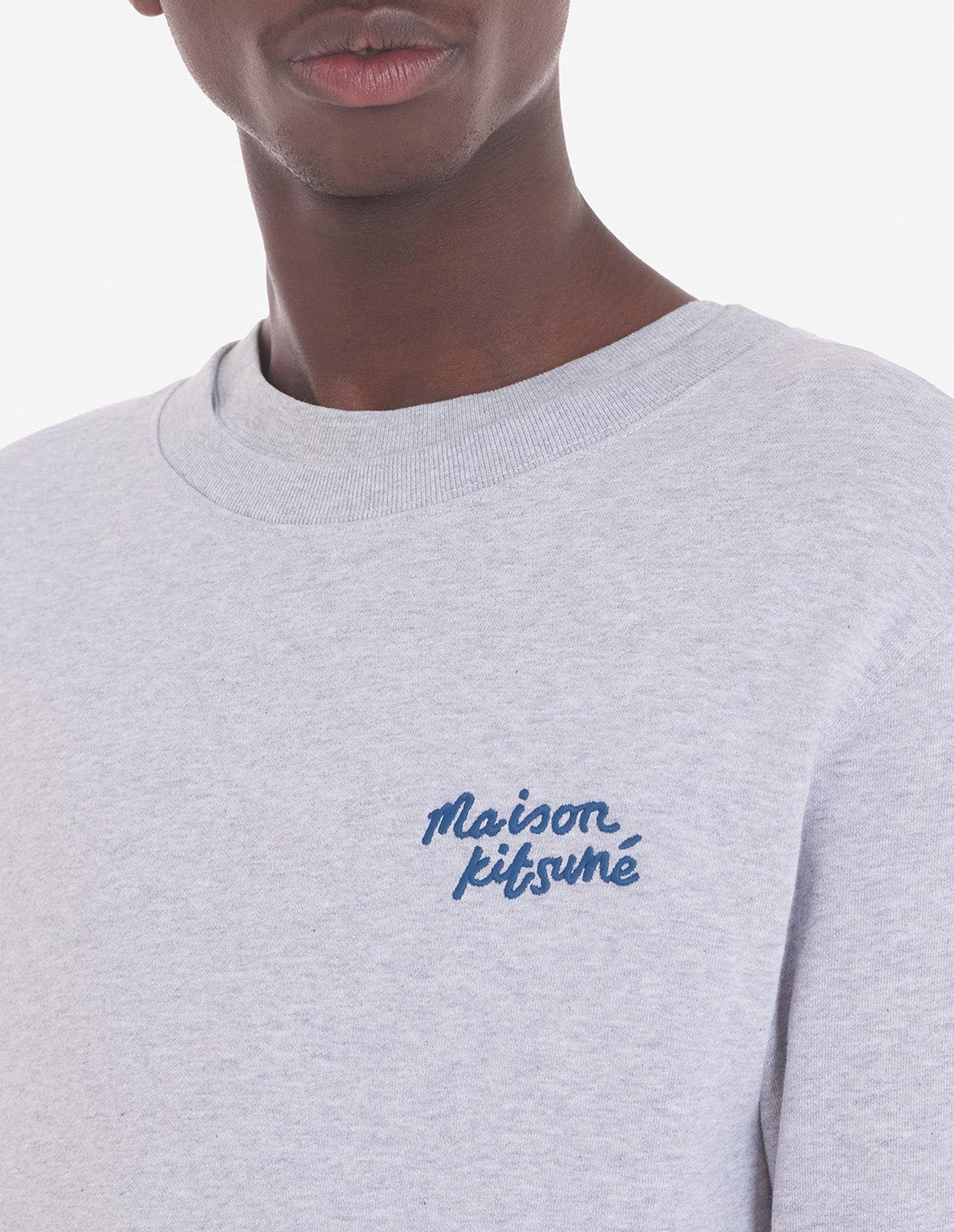 Sweatshirt à col rond avec broderie - Light Grey Melange