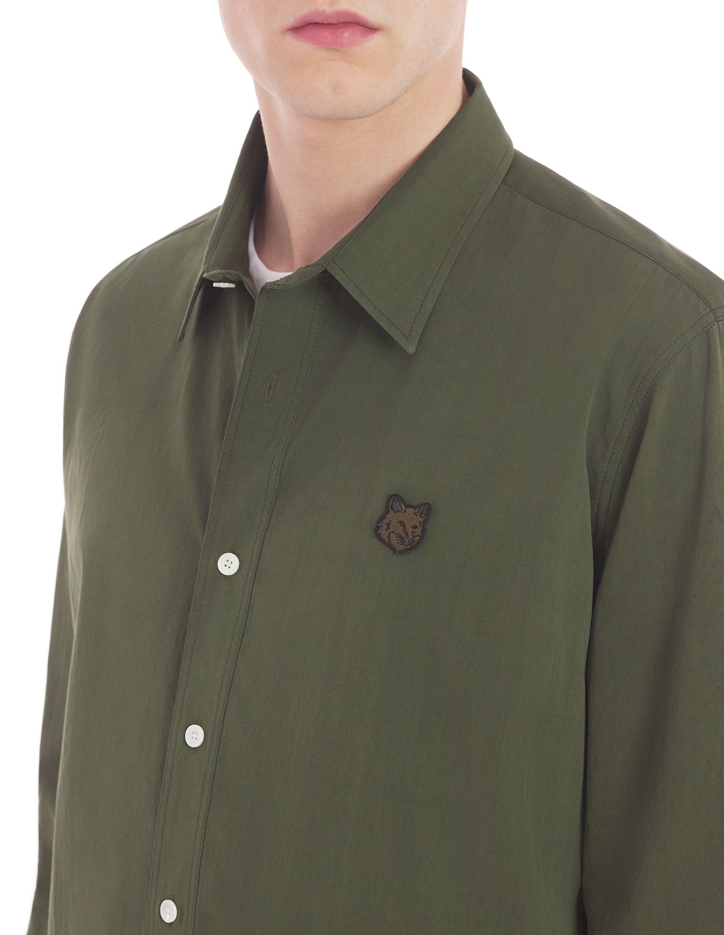 Chemise large avec écusson brodé - Khaki