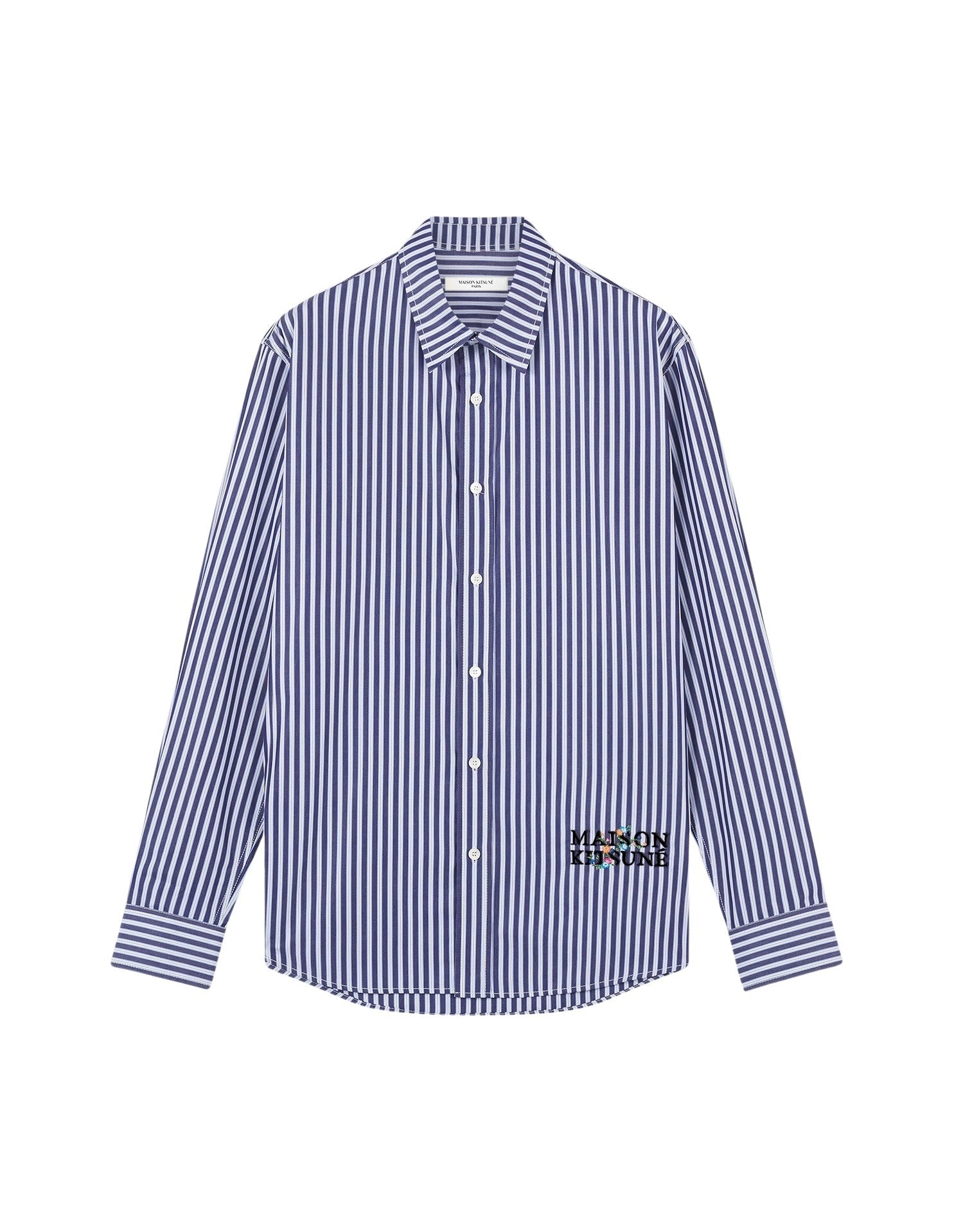Casual striped shirt with embroidery - Navy Sky Stripes