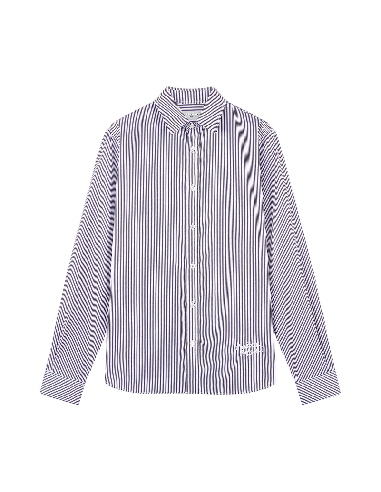 Striped shirt with embroidery - Brown & Blue Stripes