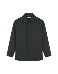 Long-sleeved overshirt with wool embroidery - Anthracite Melange