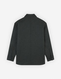 Long-sleeved overshirt with wool embroidery - Anthracite Melange