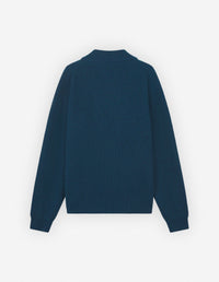 Long-sleeved ribbed cardigan in wool and cashmere - Sapphire