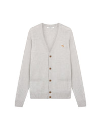 Cardigan Baby Fox brodé en laine - Light Grey Melange