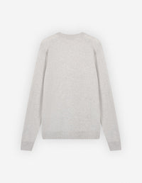 Baby Fox embroidered wool cardigan - Light Grey Melange