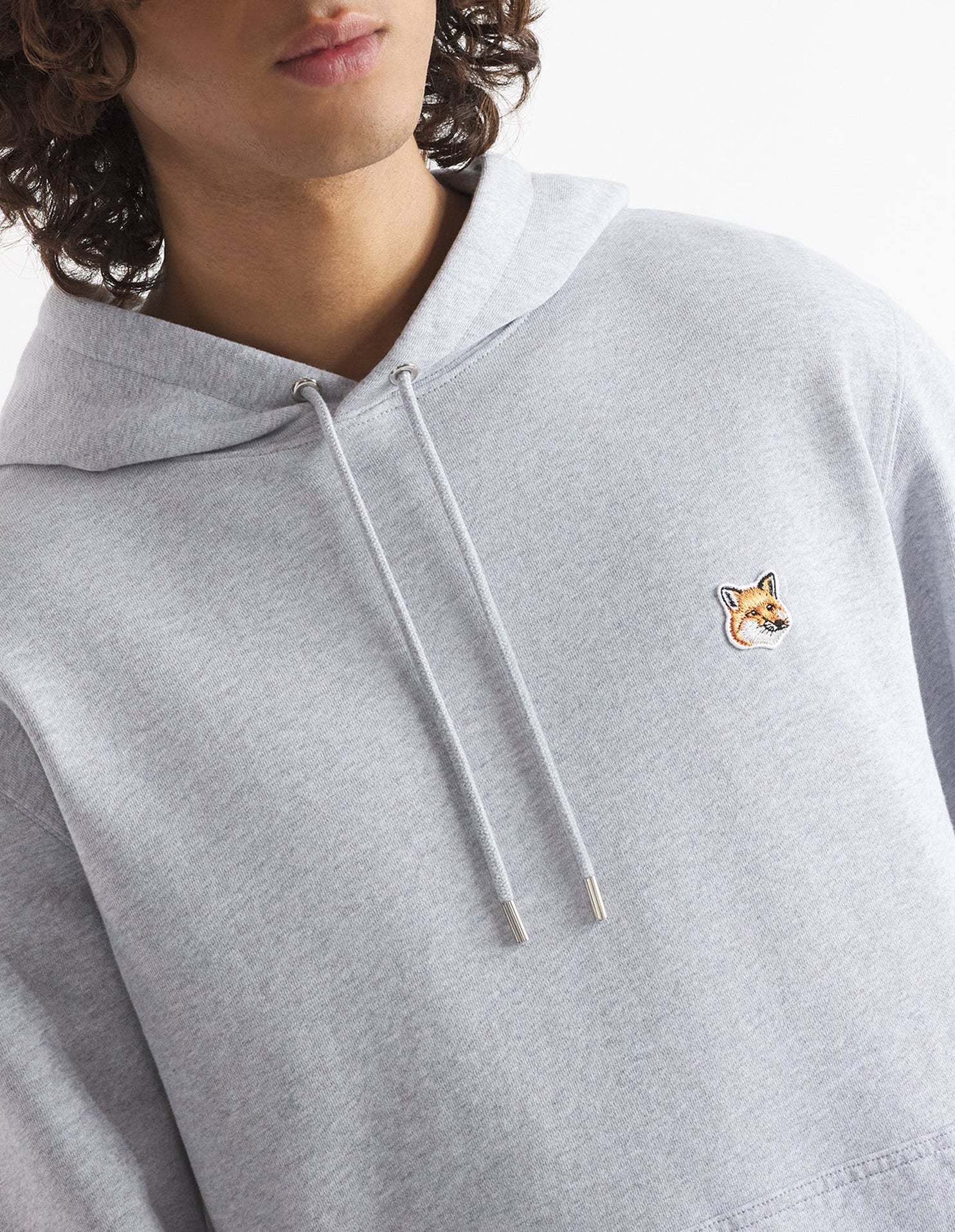 Sweat à capuche Fox avec écusson - Light Grey Melange