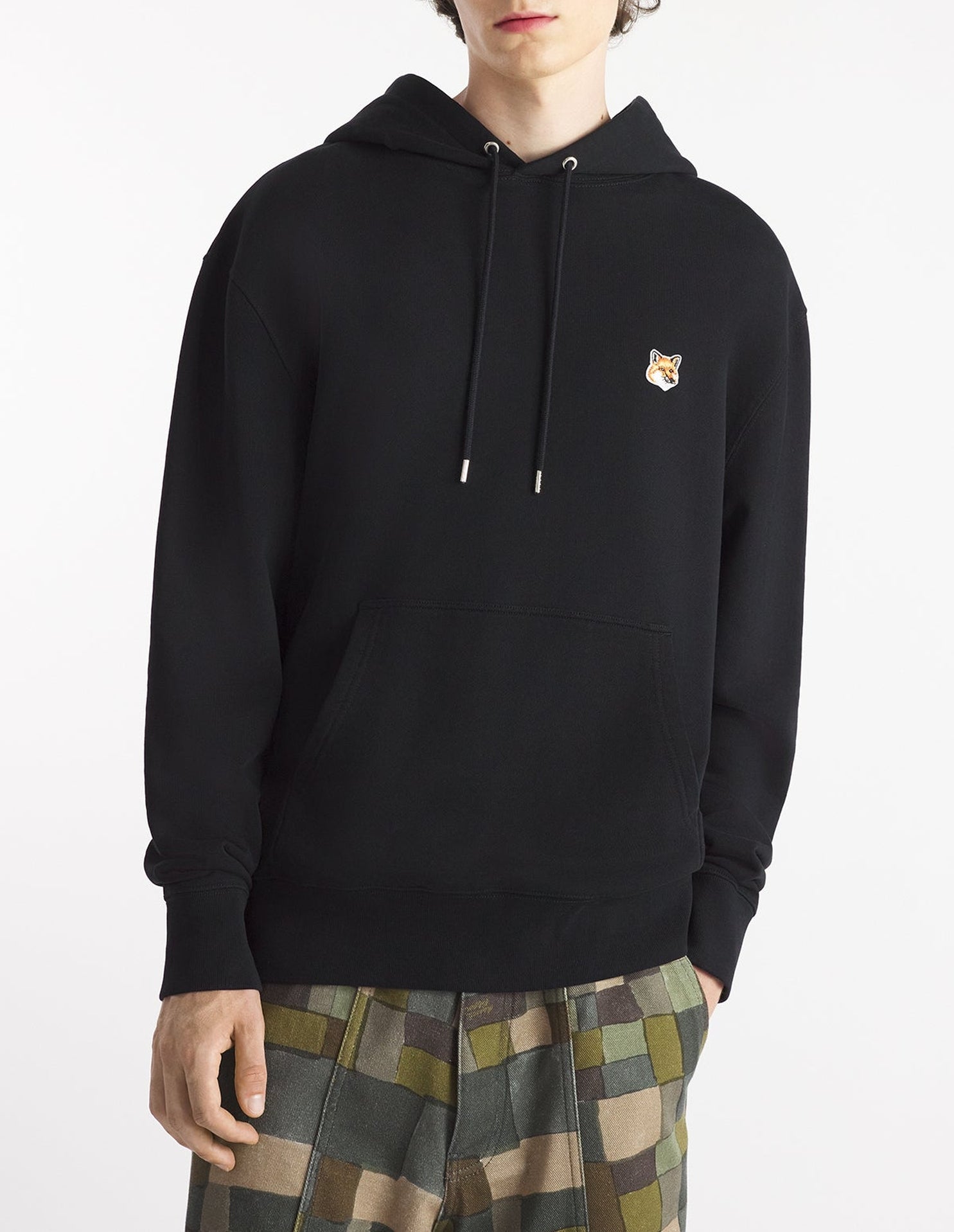 Sweat à capuche Fox avec écusson - Black