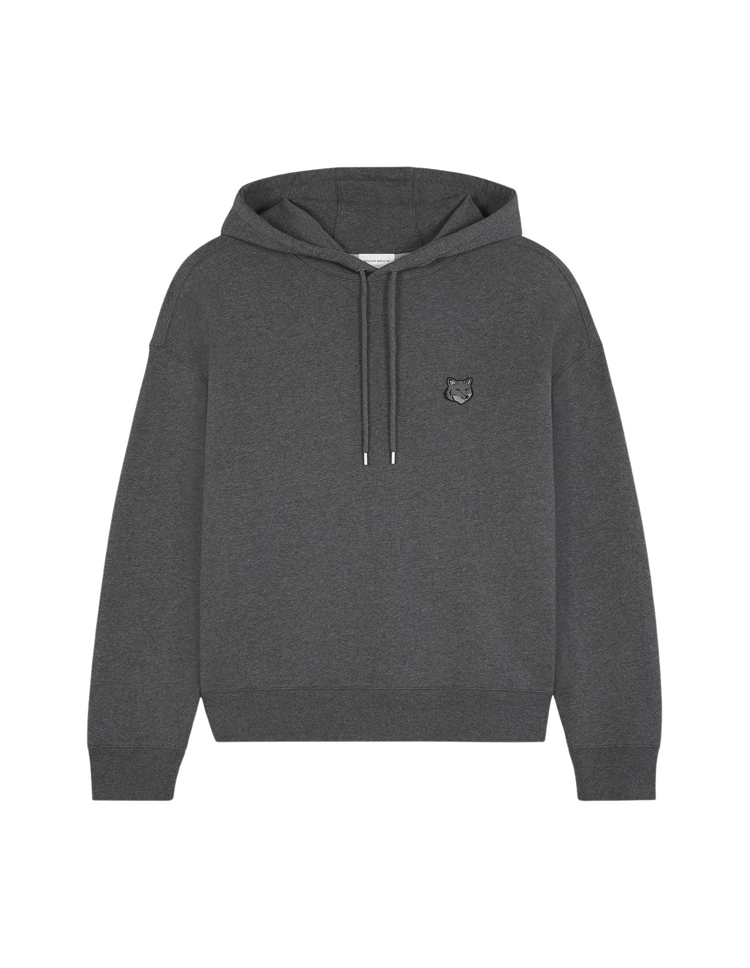 Sweat à capuche Bold Fox Head oversize avec écusson - Dark Grey Melange