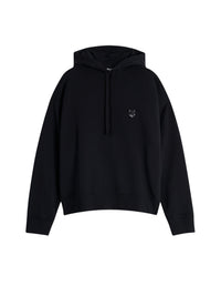 Sweat à capuche Bold Fox Head oversize avec écusson - Black