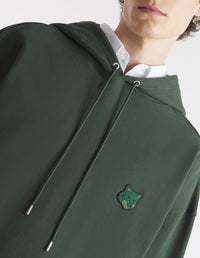 Sweat à capuche Bold Fox Head oversize avec écusson - Ranger Green