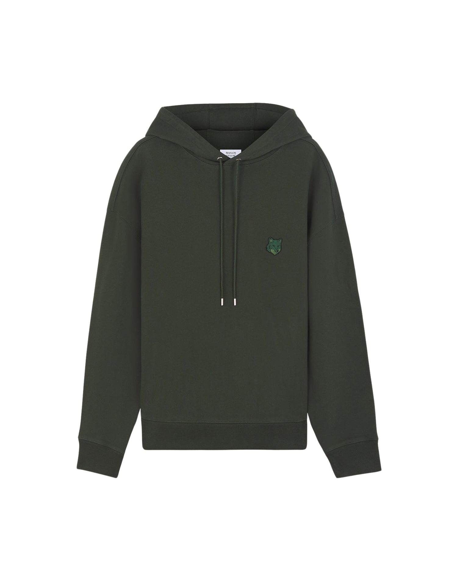 Sweat à capuche Bold Fox Head oversize avec écusson - Ranger Green