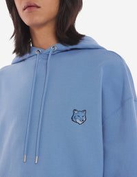 Sweat à capuche Bold Fox Head oversize avec écusson - Hampton Blue