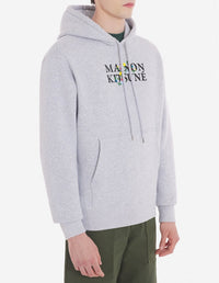 Hoodie with floral lettering - Light Grey Melange