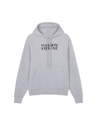 Sweat à capuche à inscription ornée de fleurs - Light Grey Melange