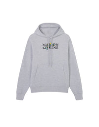Hoodie with floral lettering - Light Grey Melange