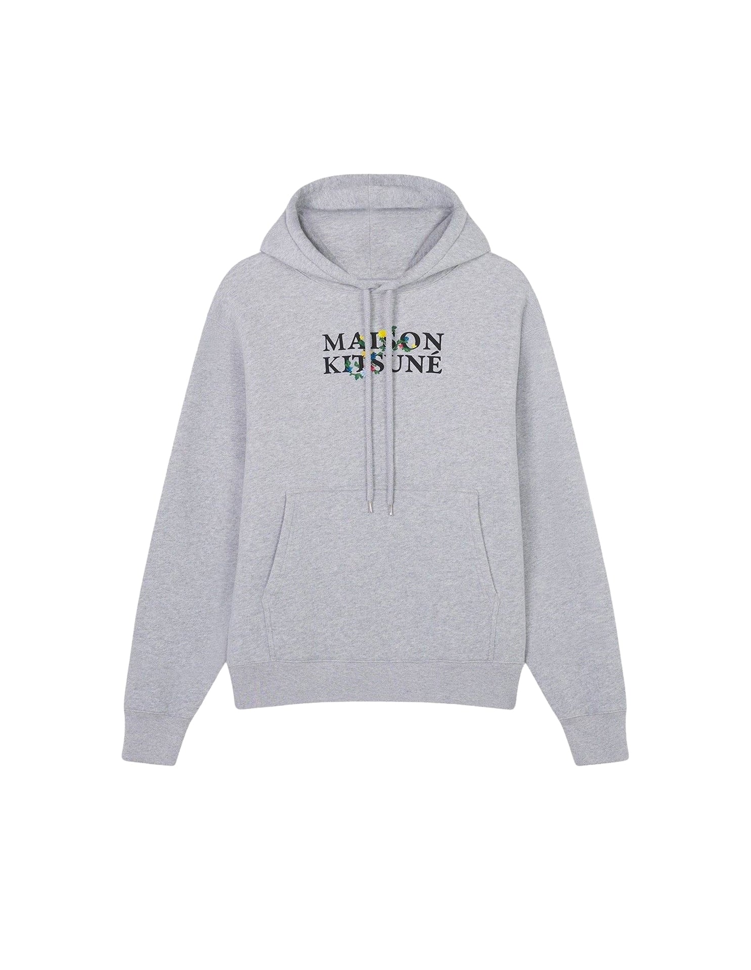 Hoodie with floral lettering - Light Grey Melange