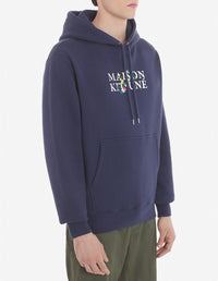 Hoodie with floral print - Ink Blue