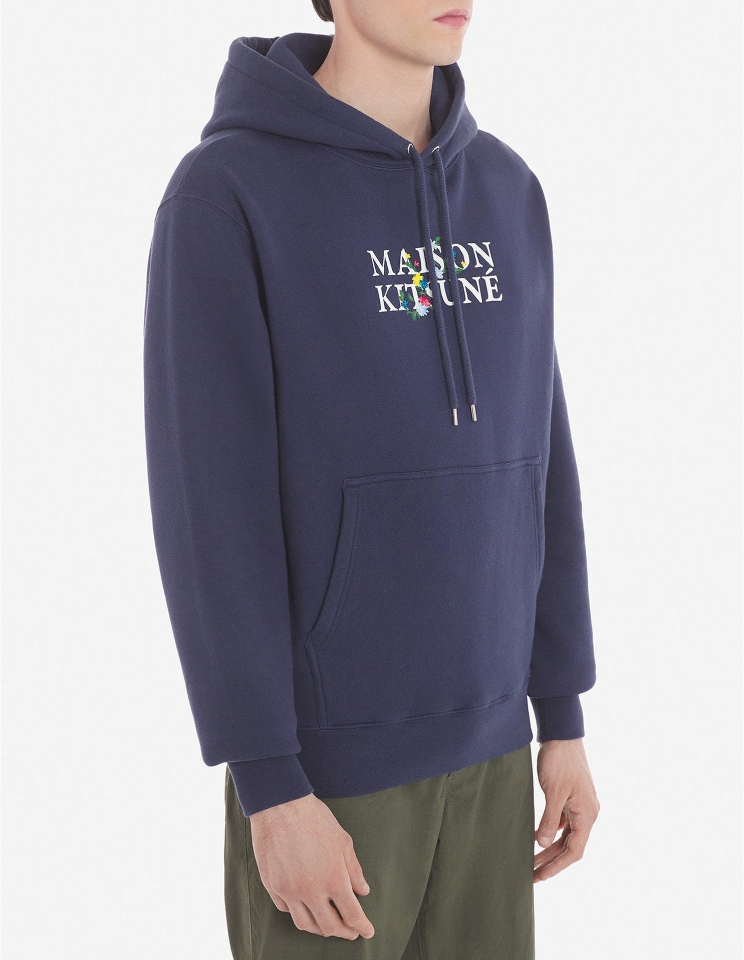 Hoodie with floral print - Ink Blue