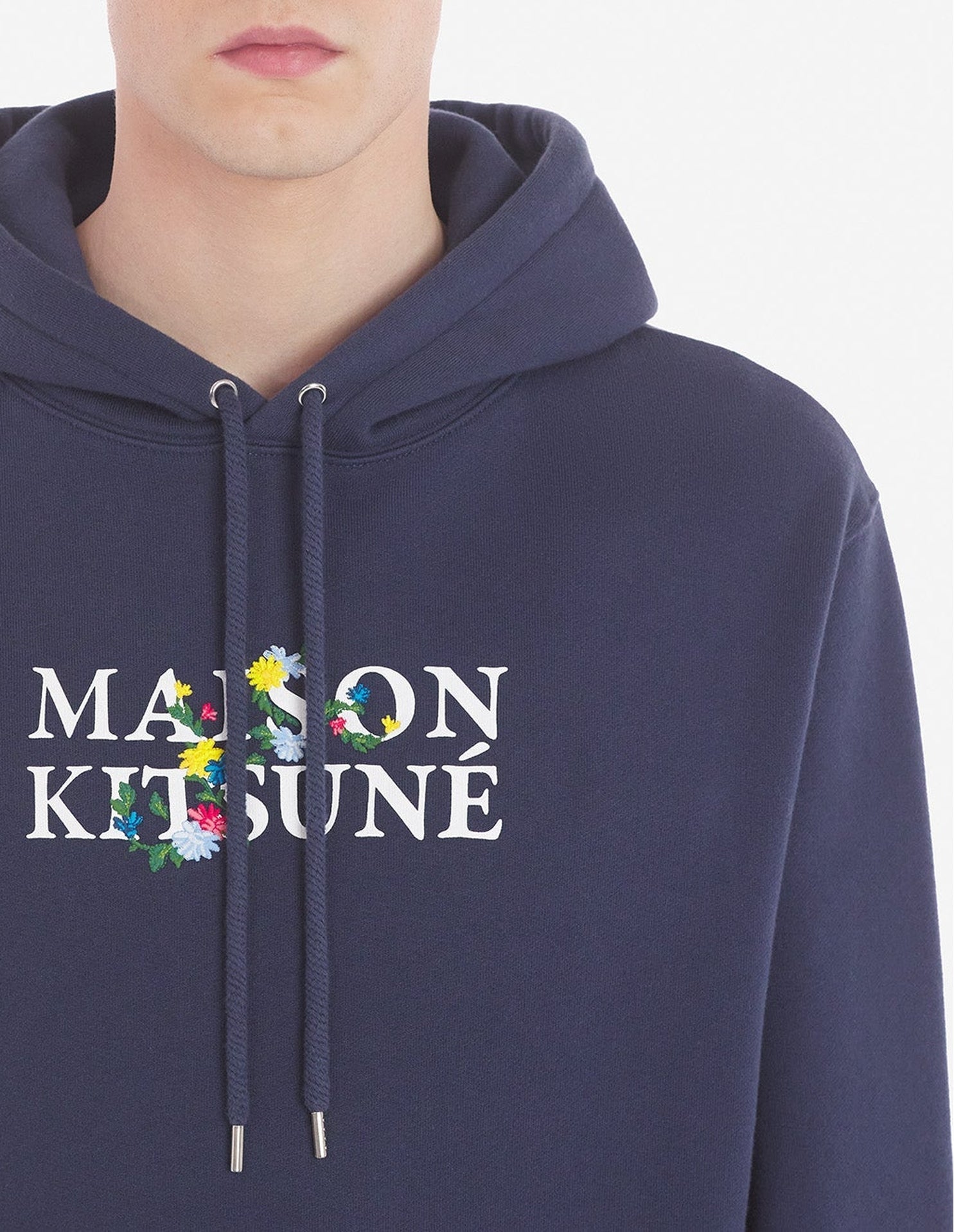 Hoodie with floral print - Ink Blue