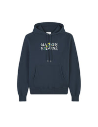 Hoodie with floral print - Ink Blue