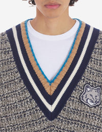Pull à manches longues en laine mélangée - Black White Beige