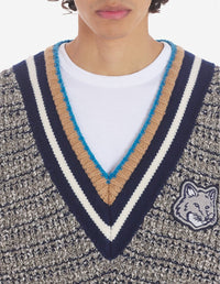 Pull à manches longues en laine mélangée - Black White Beige