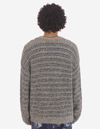 Pull à manches longues en laine mélangée - Black White Beige