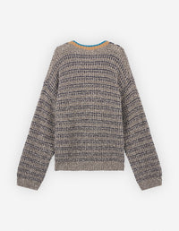 Pull à manches longues en laine mélangée - Black White Beige