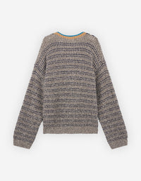 Pull à manches longues en laine mélangée - Black White Beige