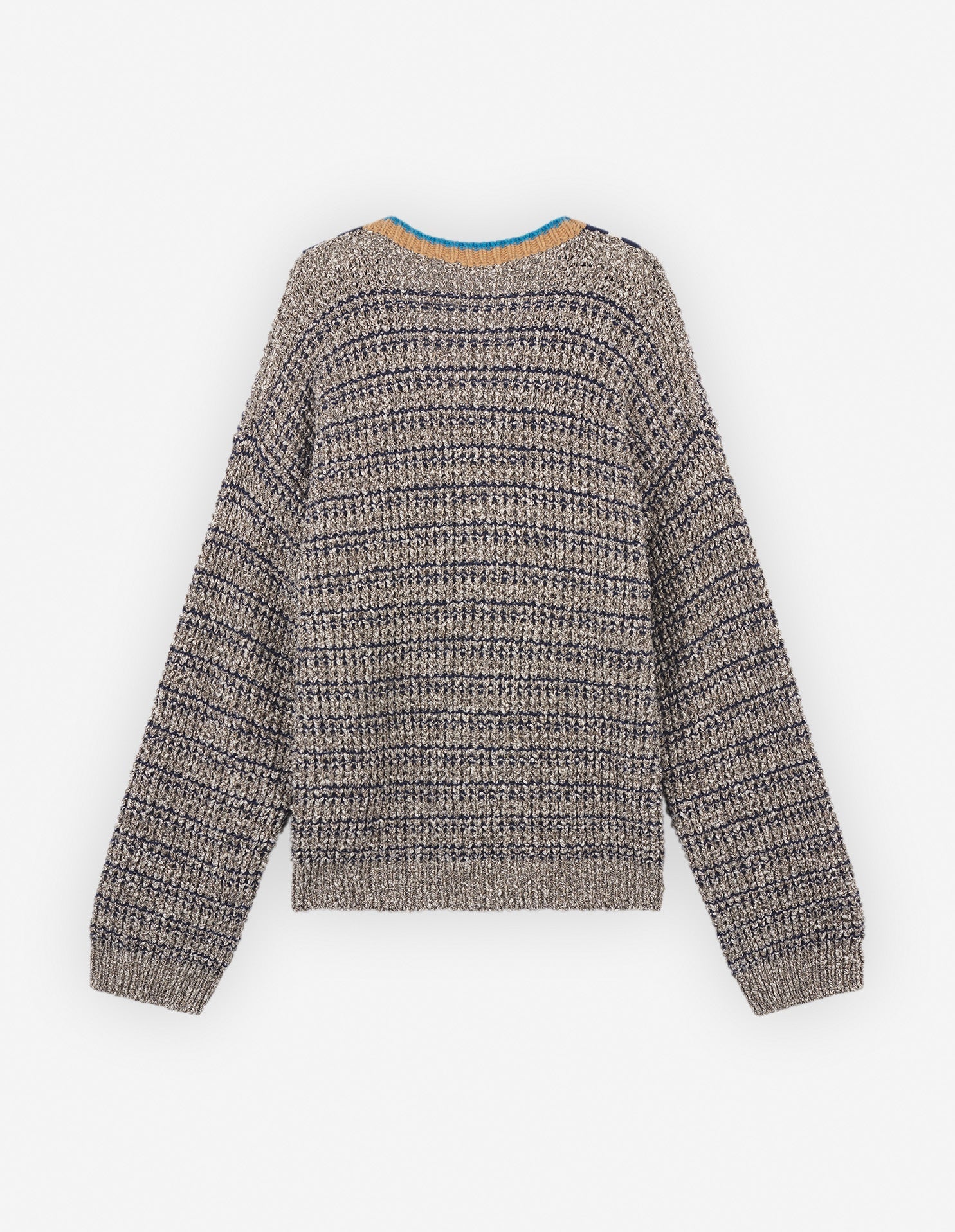 Pull à manches longues en laine mélangée - Black White Beige