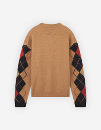 Wool jacquard jumper - Beige Black Red