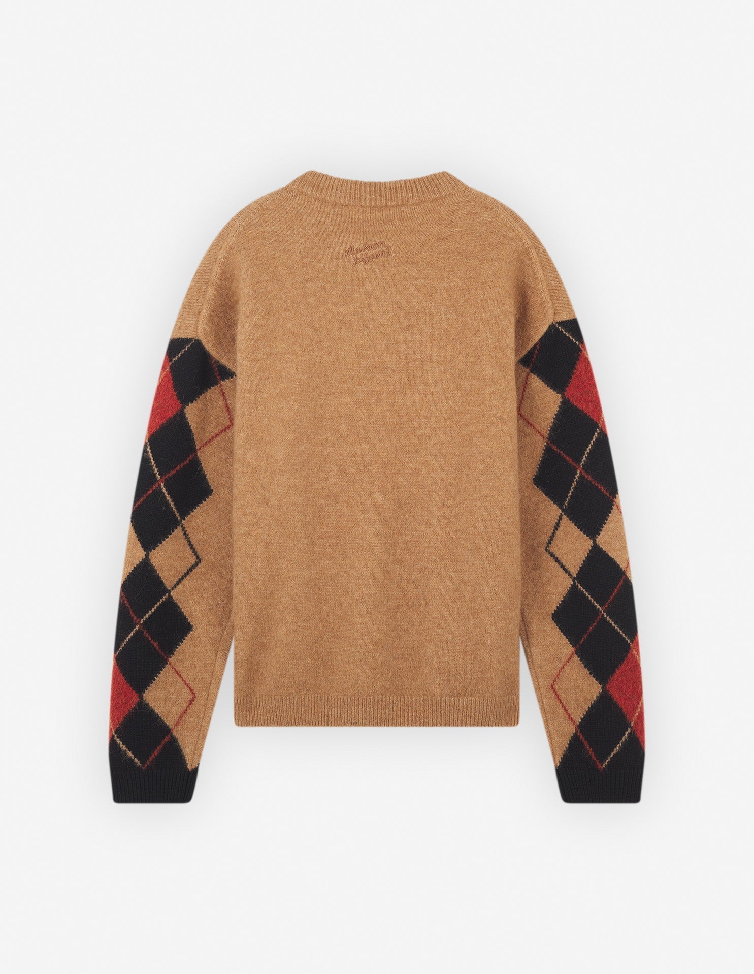 Wool jacquard jumper - Beige Black Red