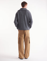 Bold Fox Head wool and cashmere zip jumper - Medium Grey Melange