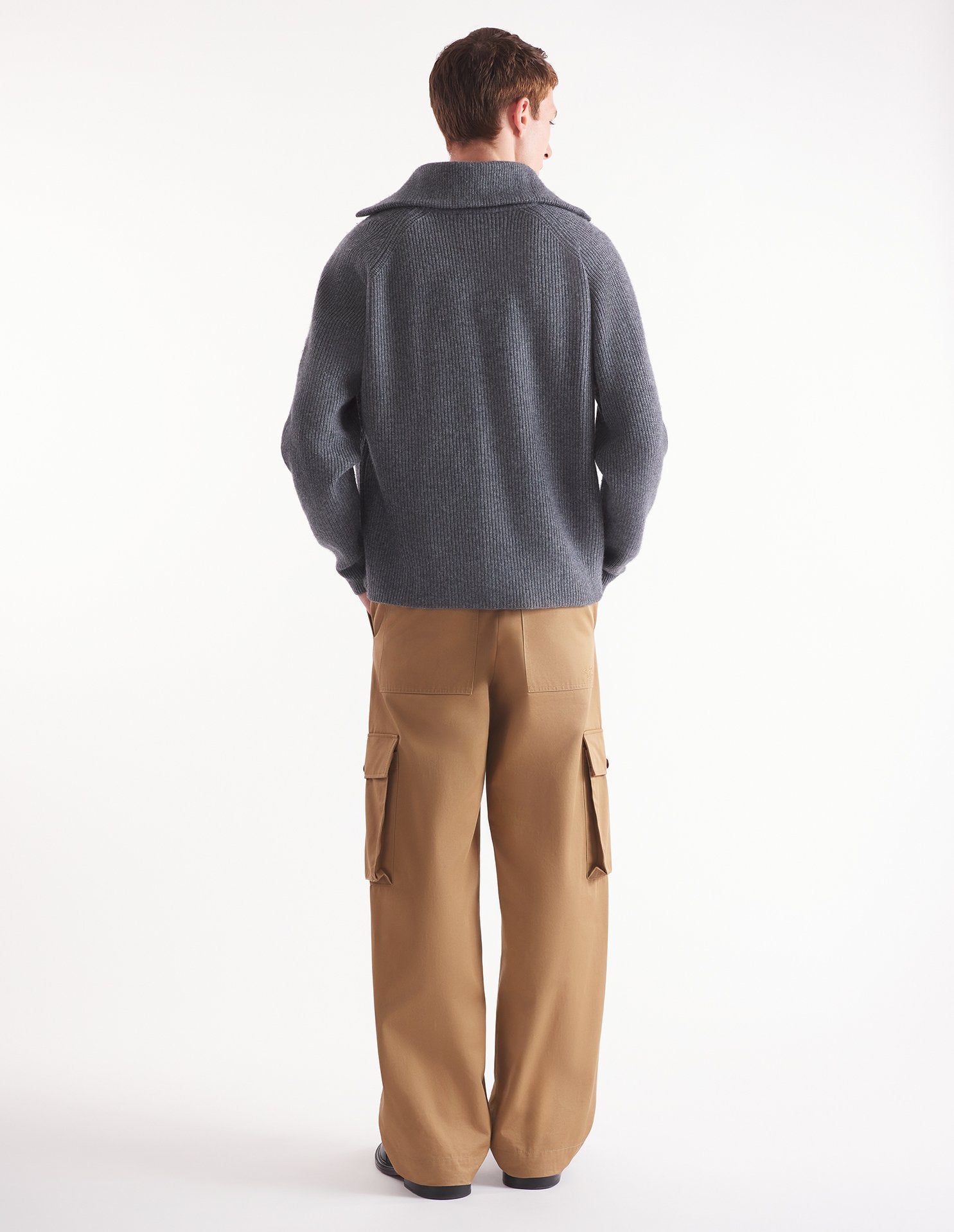 Bold Fox Head wool and cashmere zip jumper - Medium Grey Melange