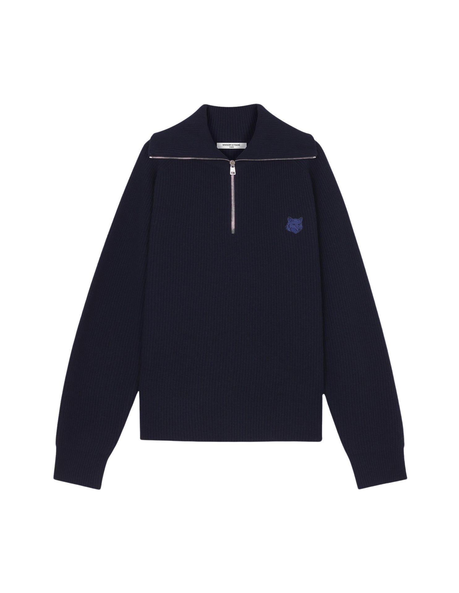 Pull Bold Fox Head zippé en laine et cachemire - Ink Blue