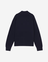 Pull Bold Fox Head zippé en laine et cachemire - Ink Blue