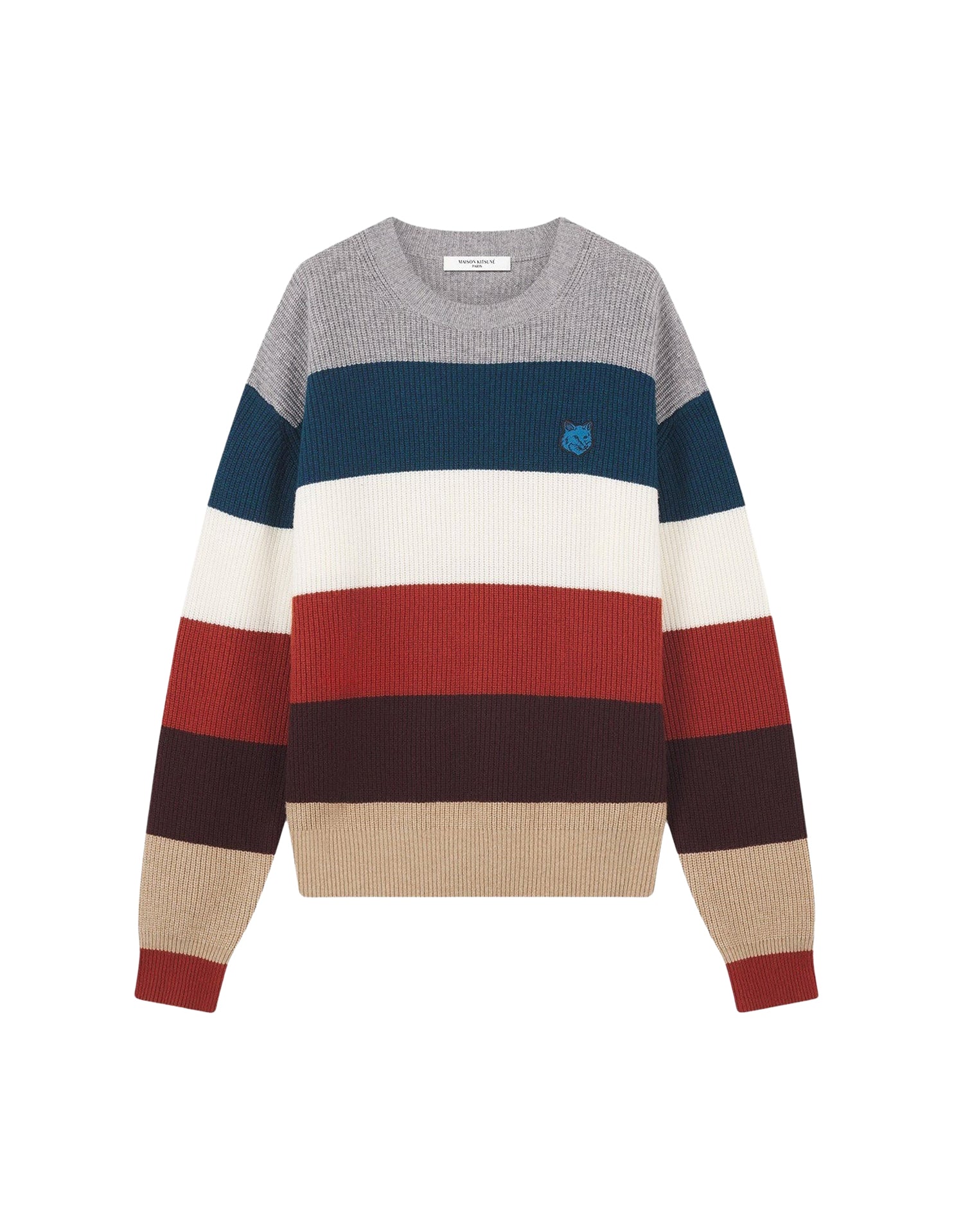 Fox ribbed jumper in wool and cashmere - White Stripes