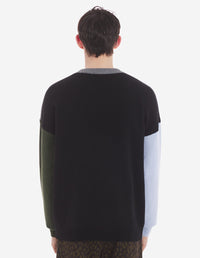 Printed wool jumper - Grey Melange & Black