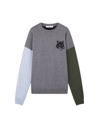Printed wool jumper - Grey Melange & Black