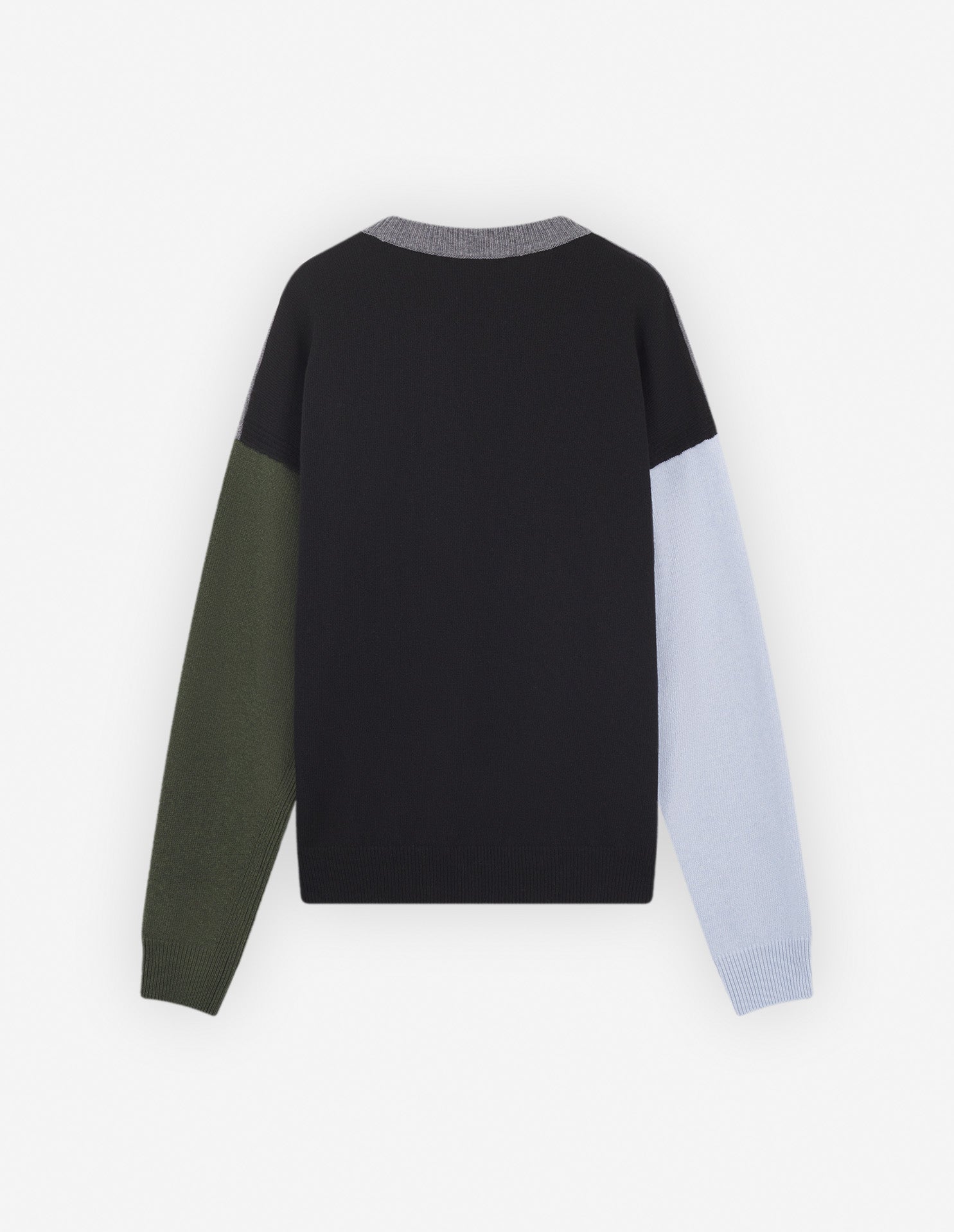Printed wool jumper - Grey Melange & Black