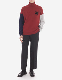 Pull à col montant en laine - Burnt Red Grey