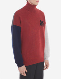 Pull à col montant en laine - Burnt Red Grey