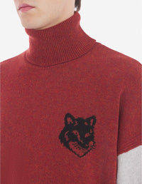 Pull à col montant en laine - Burnt Red Grey