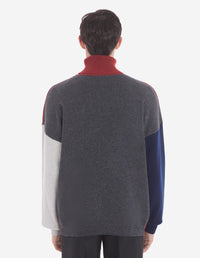 Pull à col montant en laine - Burnt Red Grey