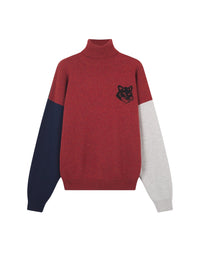 Pull à col montant en laine - Burnt Red Grey