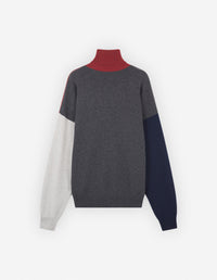 Pull à col montant en laine - Burnt Red Grey